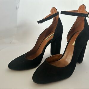 TOPSHOP Black Suede ankle wrap Women's Heels